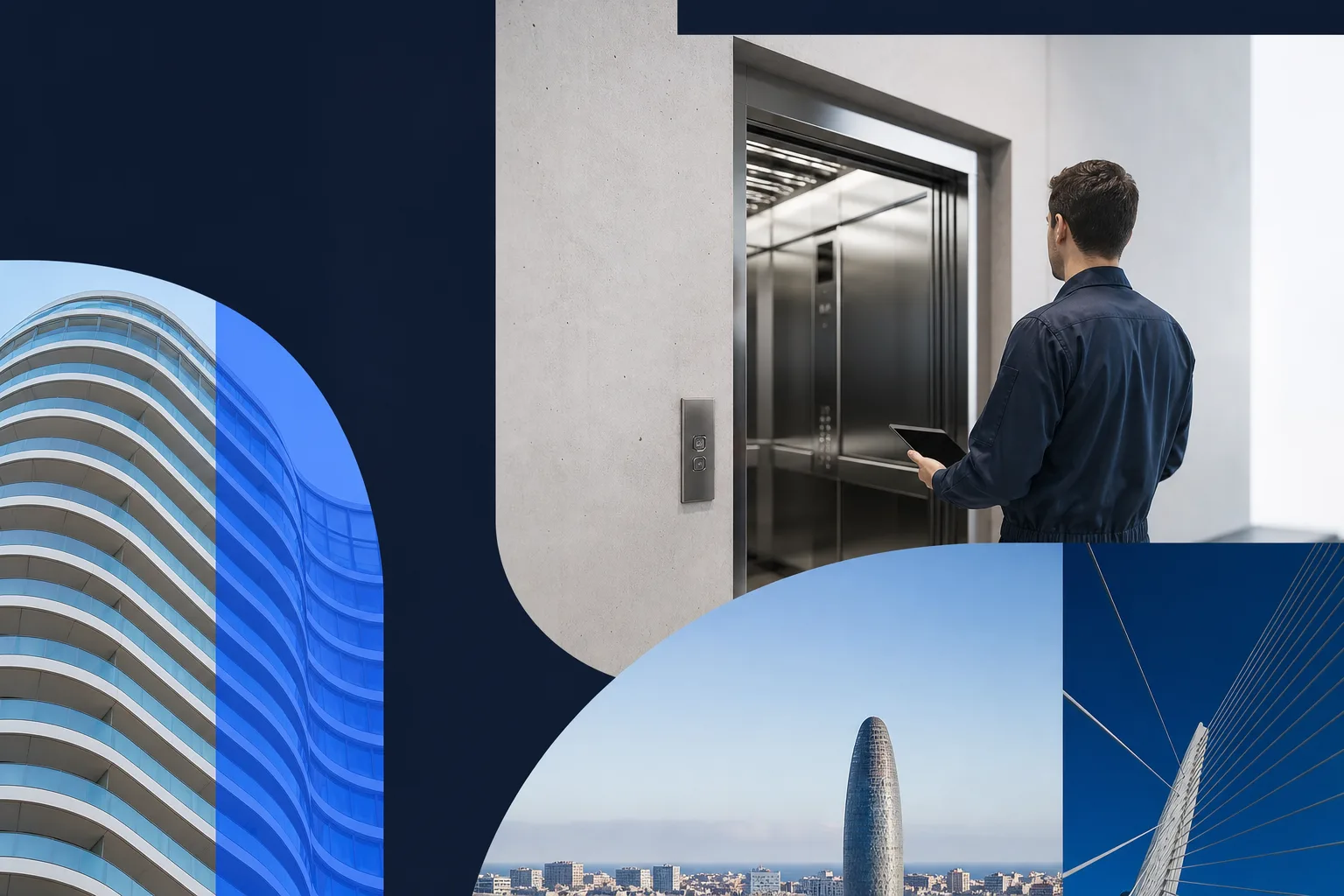 Tècnic revisant l’anivellament i les portes d’un ascensor en un edifici de Catalunya