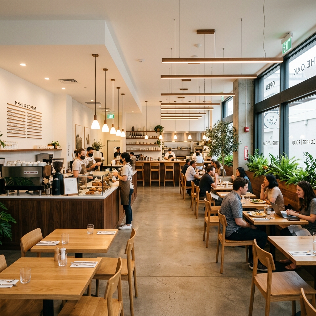 Restaurante moderno con comensales