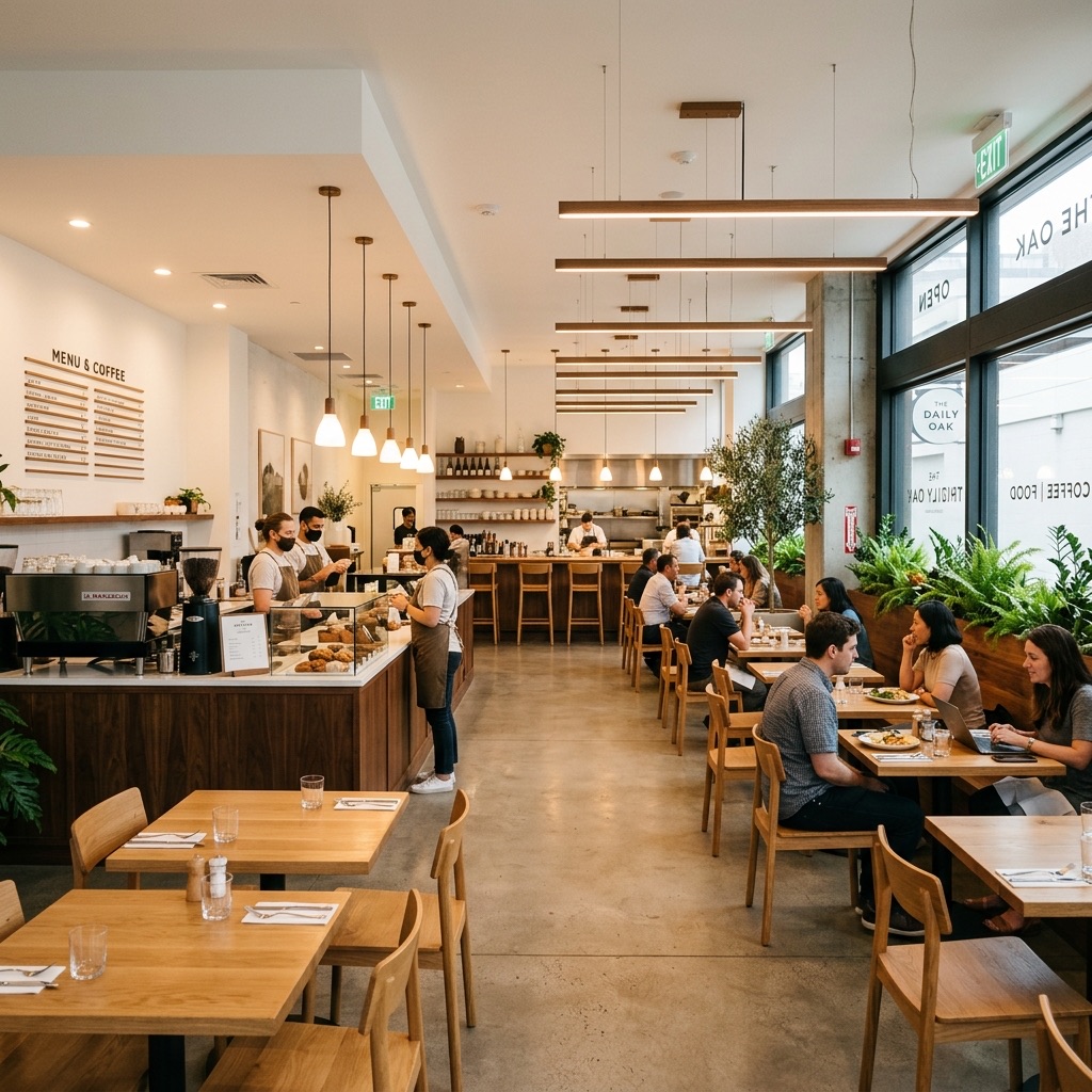 Restaurante moderno con comensales